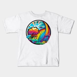 Groovy Psychedelic Rainbow Kids T-Shirt